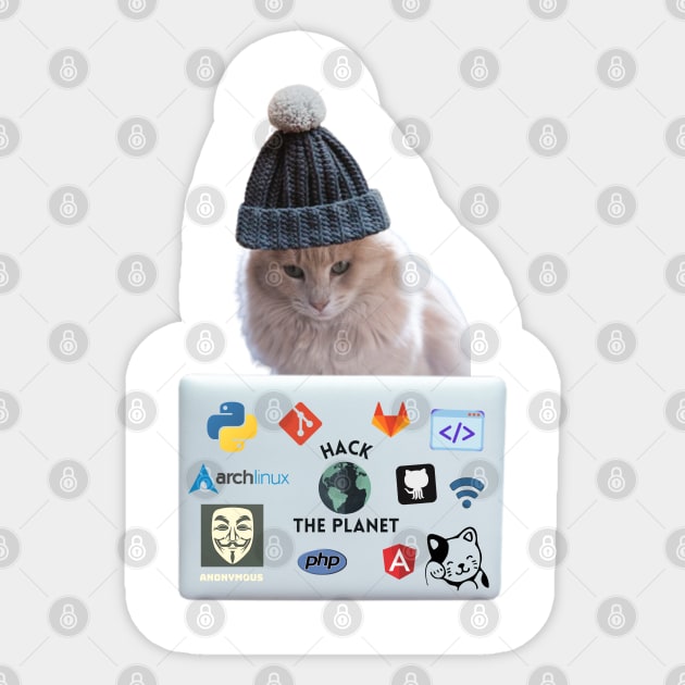 Hacker Cat Sticker by leo-jess